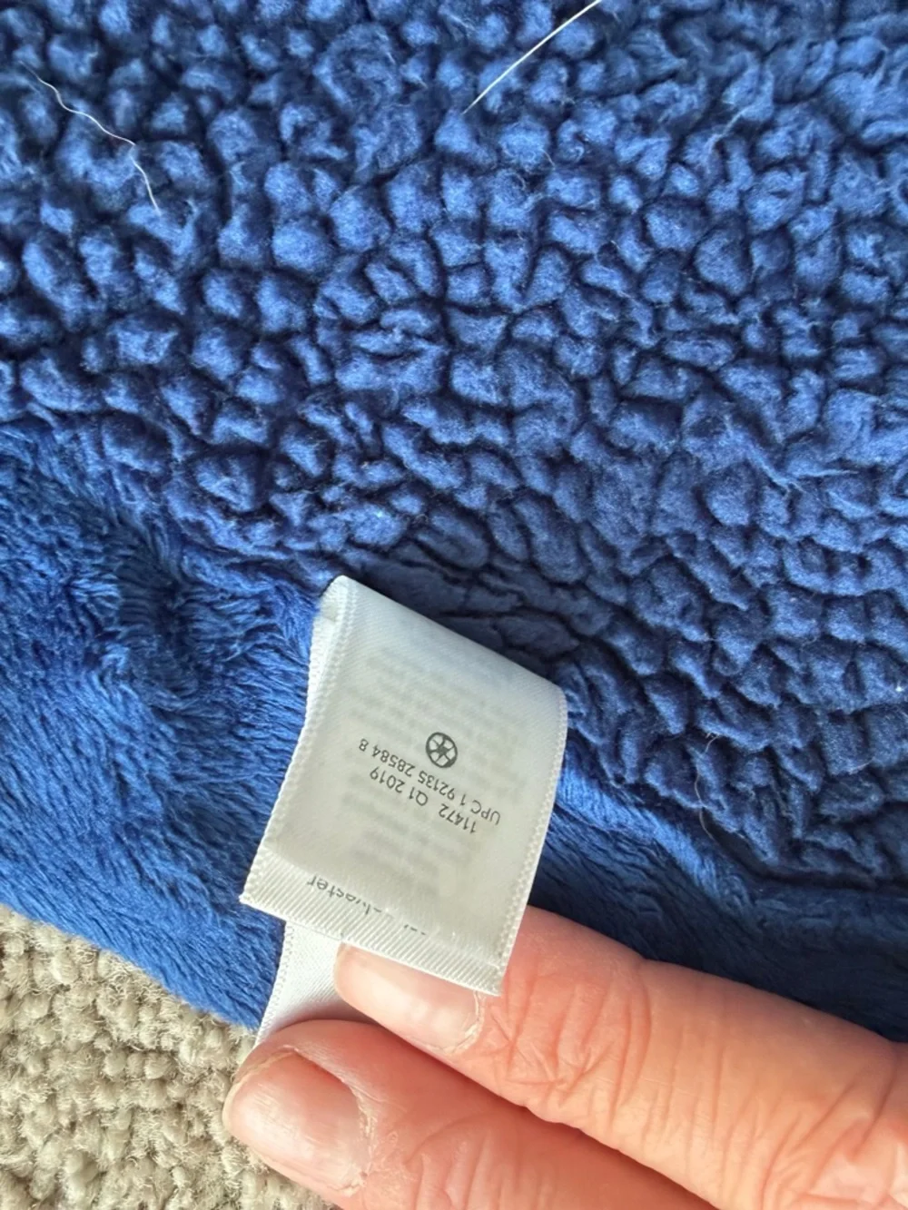 Child of Mine Minky/Sherpa Blue Stripe Giraffe Baby Blanket